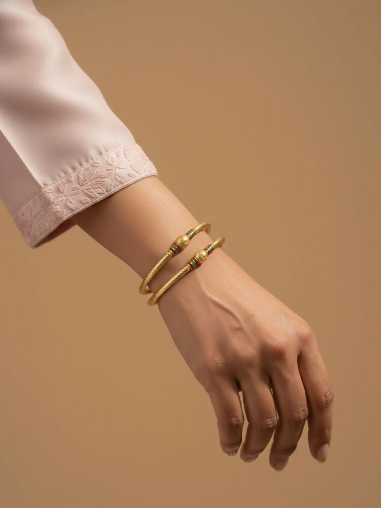 NVR Women Set of 2 Gold Plated Meenakari Kada Bangle | Grocsy