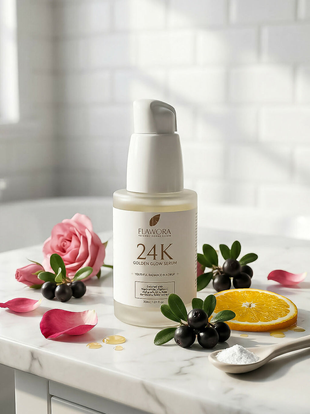 Flawora 24k Golden Glow Face Serum | Grocsy