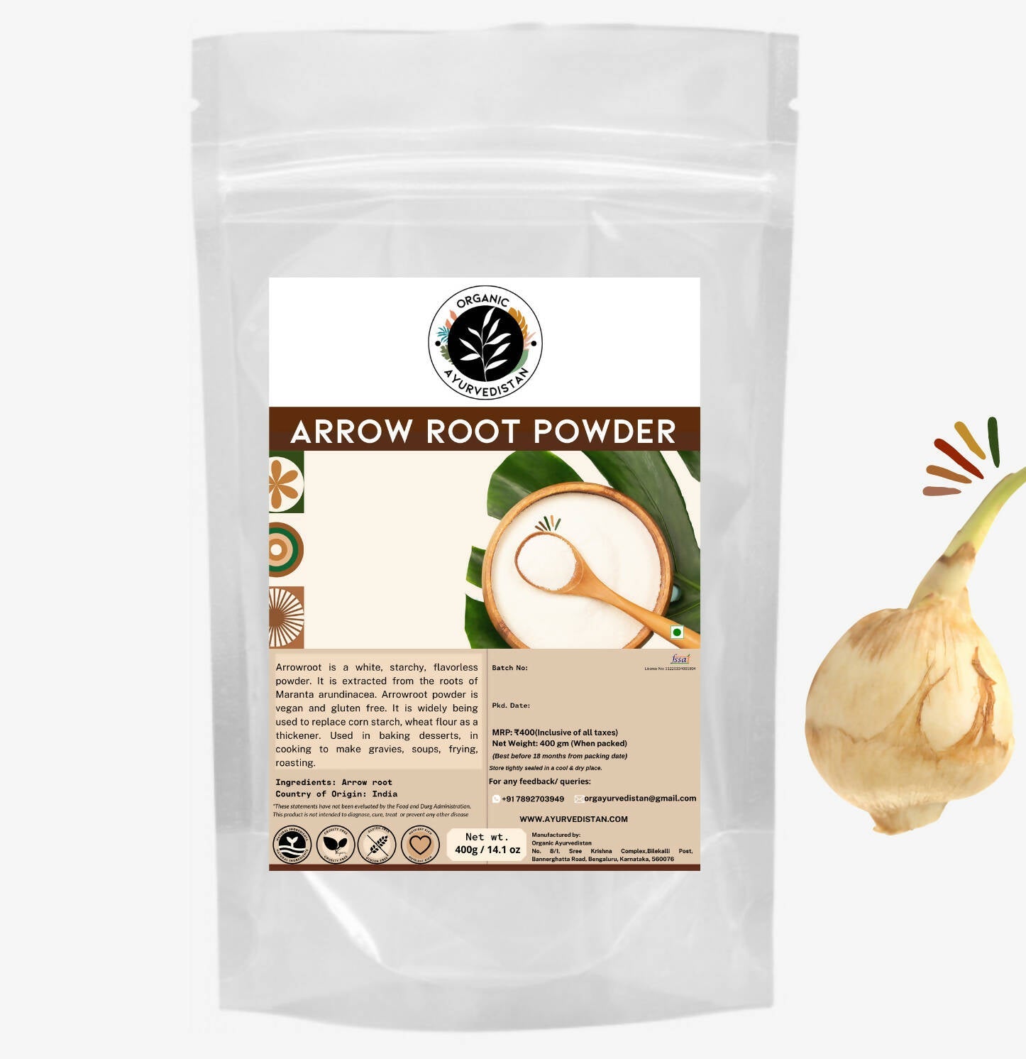 Organic AyurveGrocsyn Arrow Root Powder | Grocsy