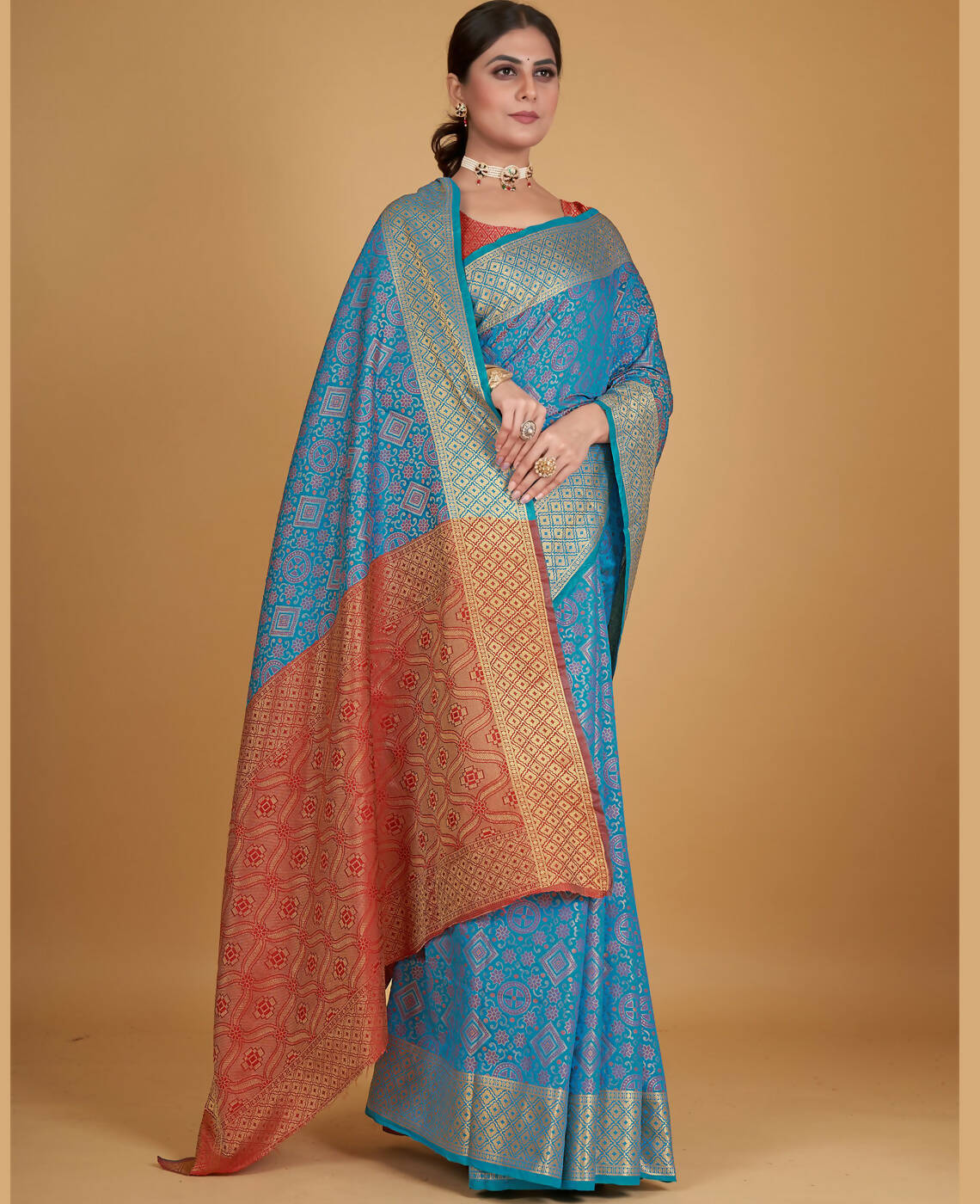 Blue Silk Woven Design Saree With Unstitched Blouse Piece - Akshita | Grocsy