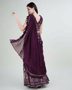 Purple Georgette Sequence Embroidered Lehenga Choli with Dupatta - Tanya | Grocsy