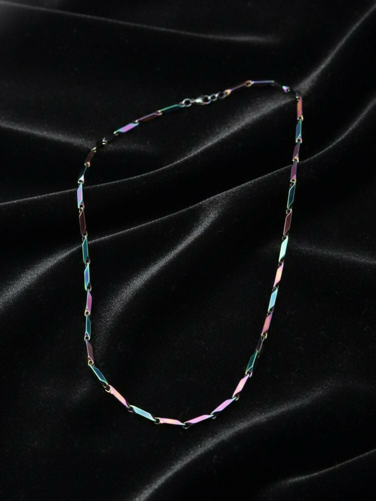 NVR Men's Handcrafted Multicolour Rhodium Plated Chain | Grocsy