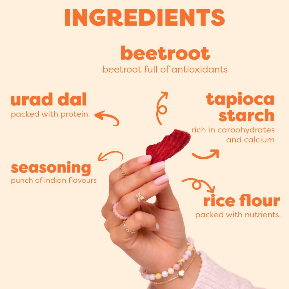 Nocap foods Zero Guilt Healthy Chips - Beetroot Masala | Grocsy