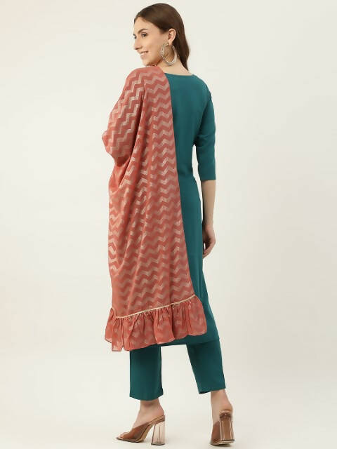 FIORRA Women's Rama Poly Crepe Straight Kurta Pant With Dupatta | Grocsy