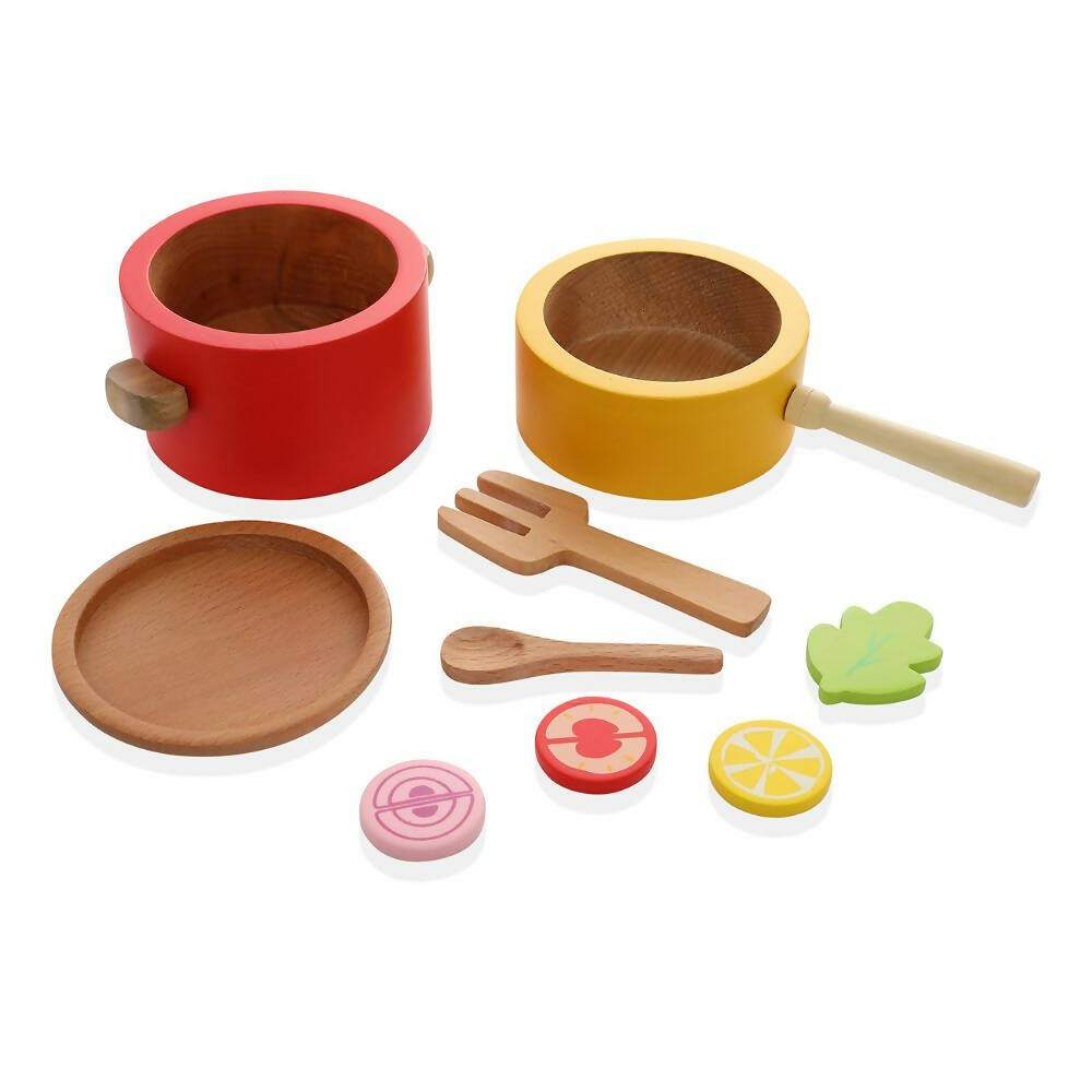 Nesta Toys Kitchen Play Set | Beech Wood Cooking Set | Grocsy