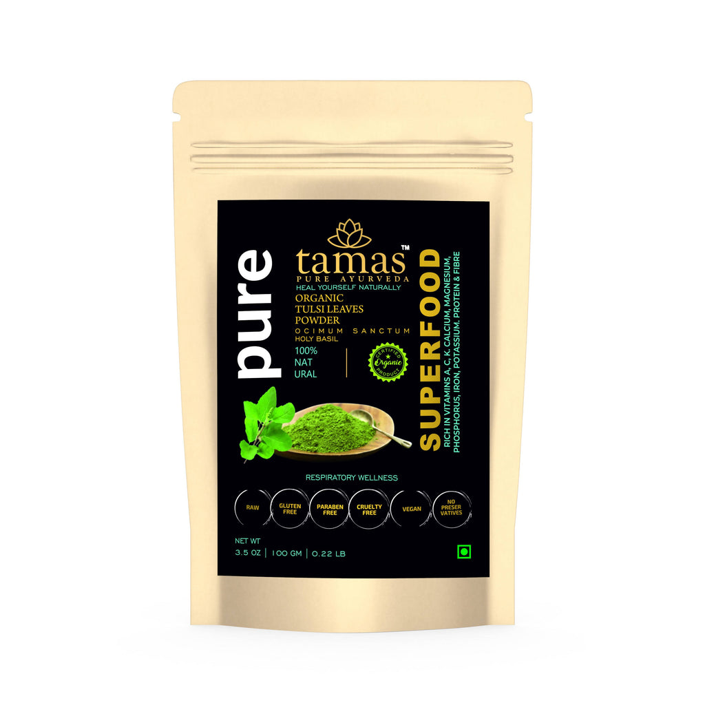 Tamas Pure Ayurveda Superfood Organic Tulsi Leaves Powder | Grocsy
