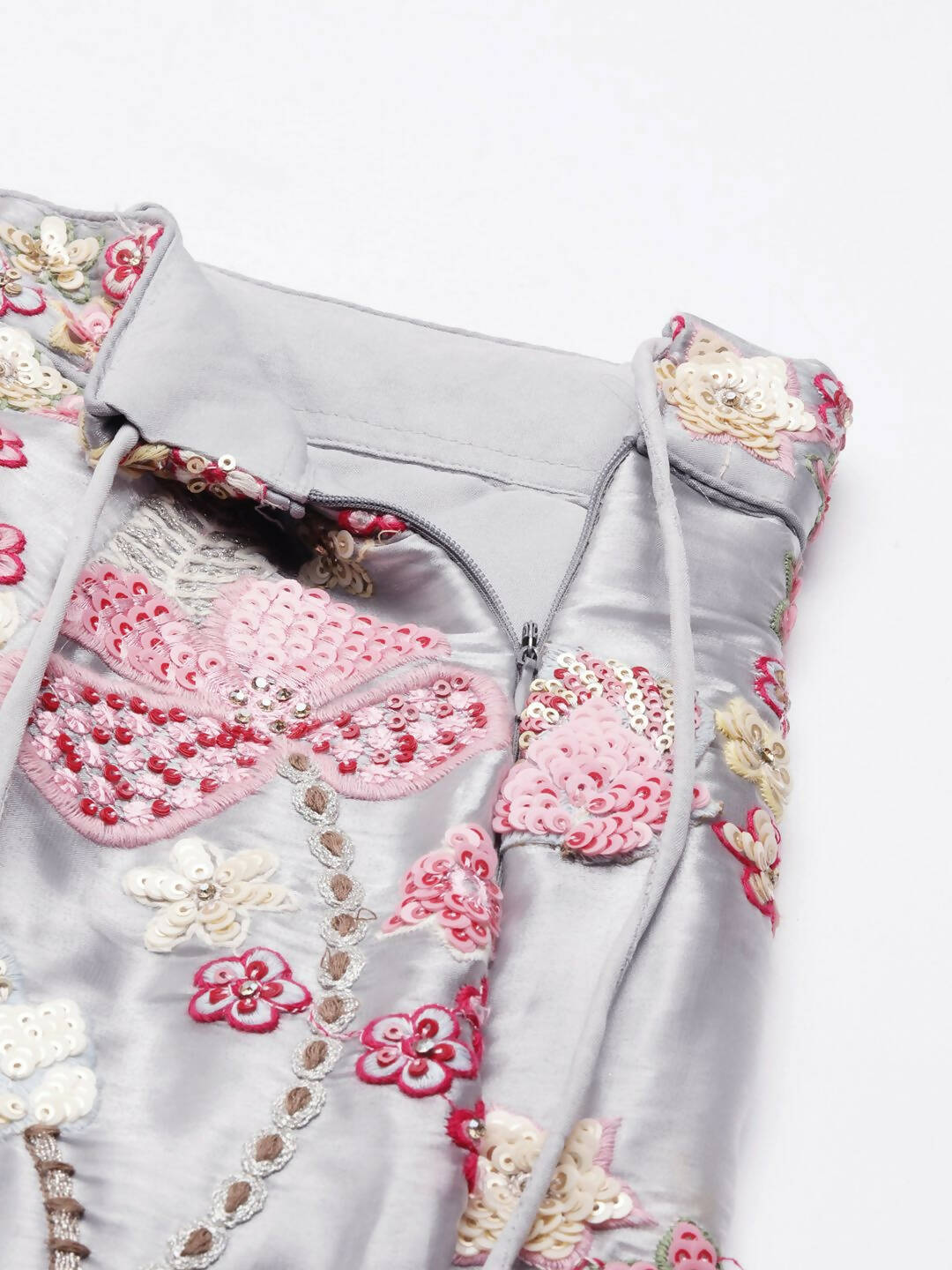 House of Panchhi Grey Organza Sequins and Zarkan embroidery Lehenga choli & Dupatta | Grocsy