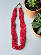 Inhanns Rangsaaz 20-Layer Luxe Long Beaded Only Necklace - Red Only Necklace | Grocsy