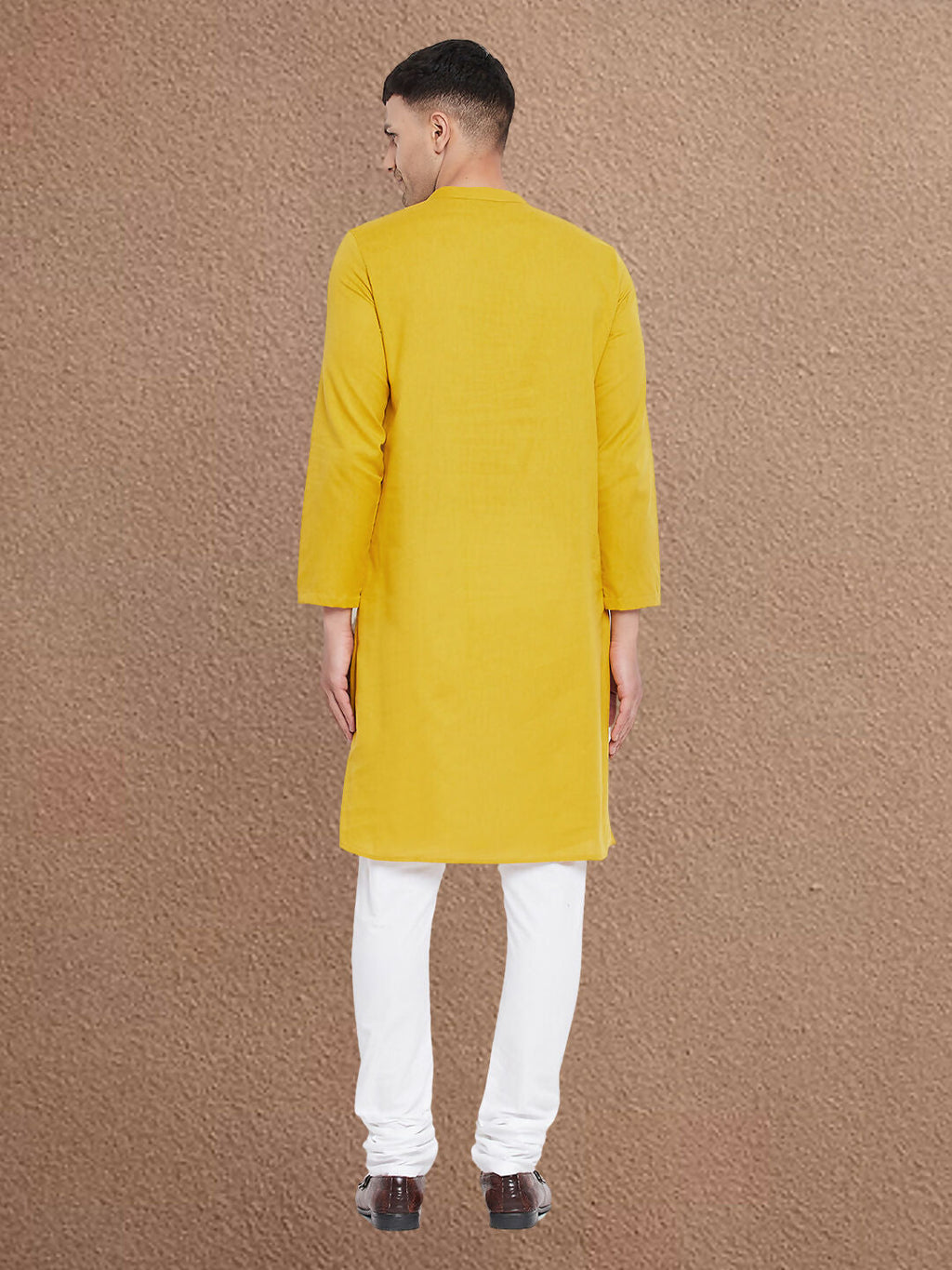 Even Apparels Men's Asymetrical Yellow Sherwani Kurta | Grocsy