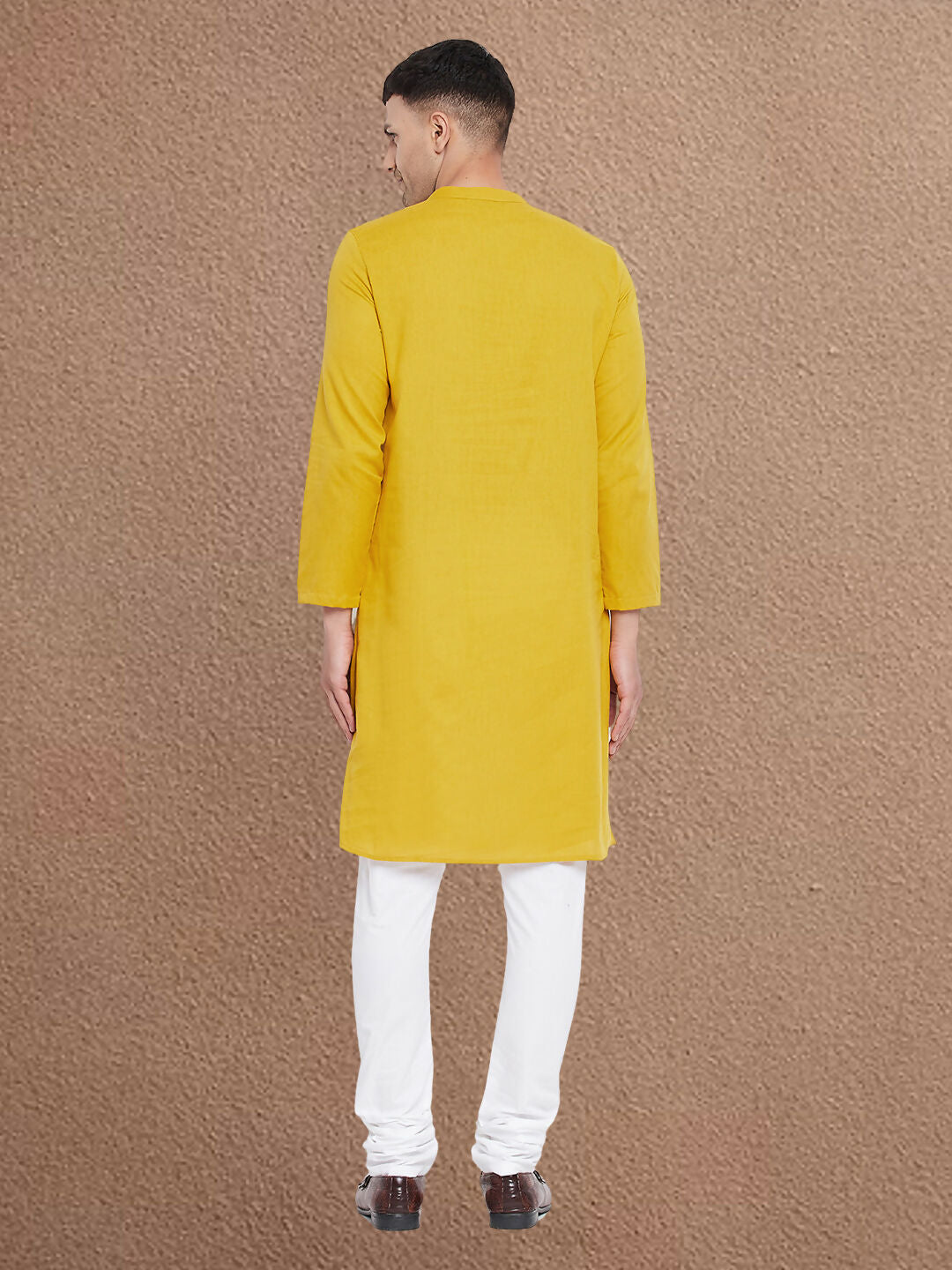 Even Apparels Men's Asymetrical Yellow Sherwani Kurta | Grocsy