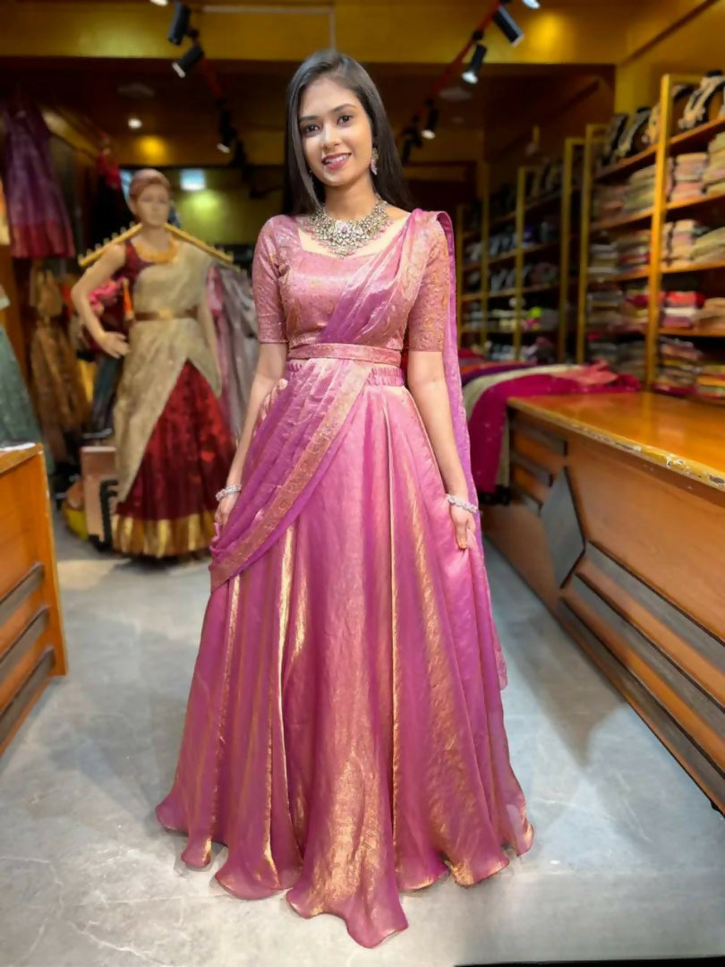 Teeya Creation Pink Color Fendy Satin Heavy Embroidery Work Wedding Wear Stitched Lehenga Choli | Grocsy