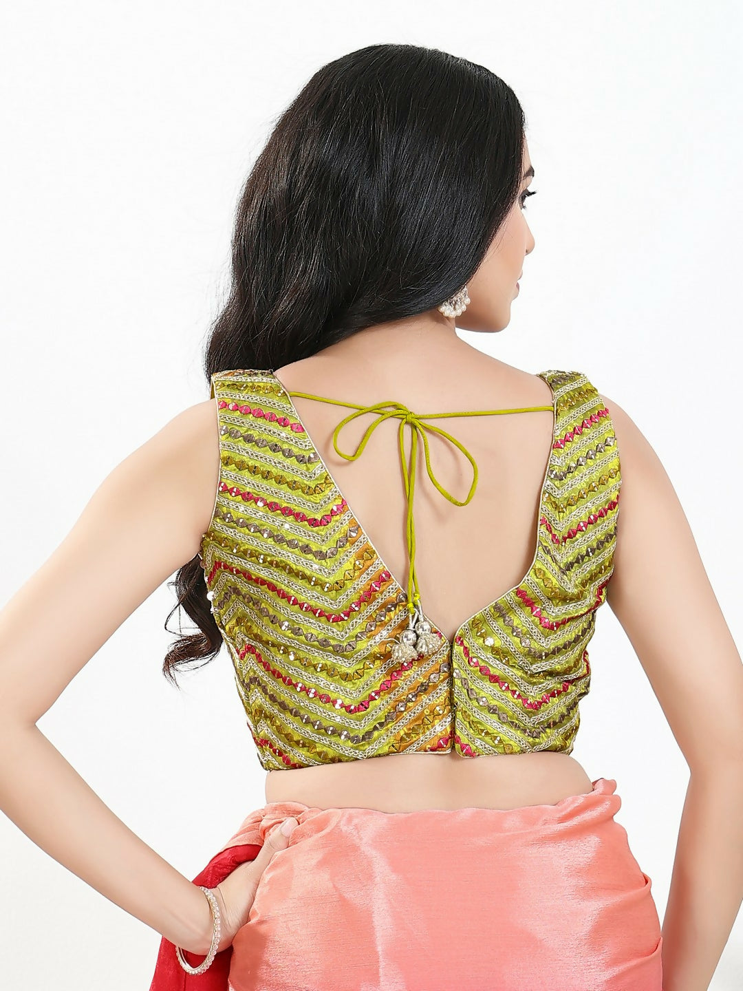 Joban Fashion Liril Silk Padded Blouse With V Neck Sleeveless | Grocsy