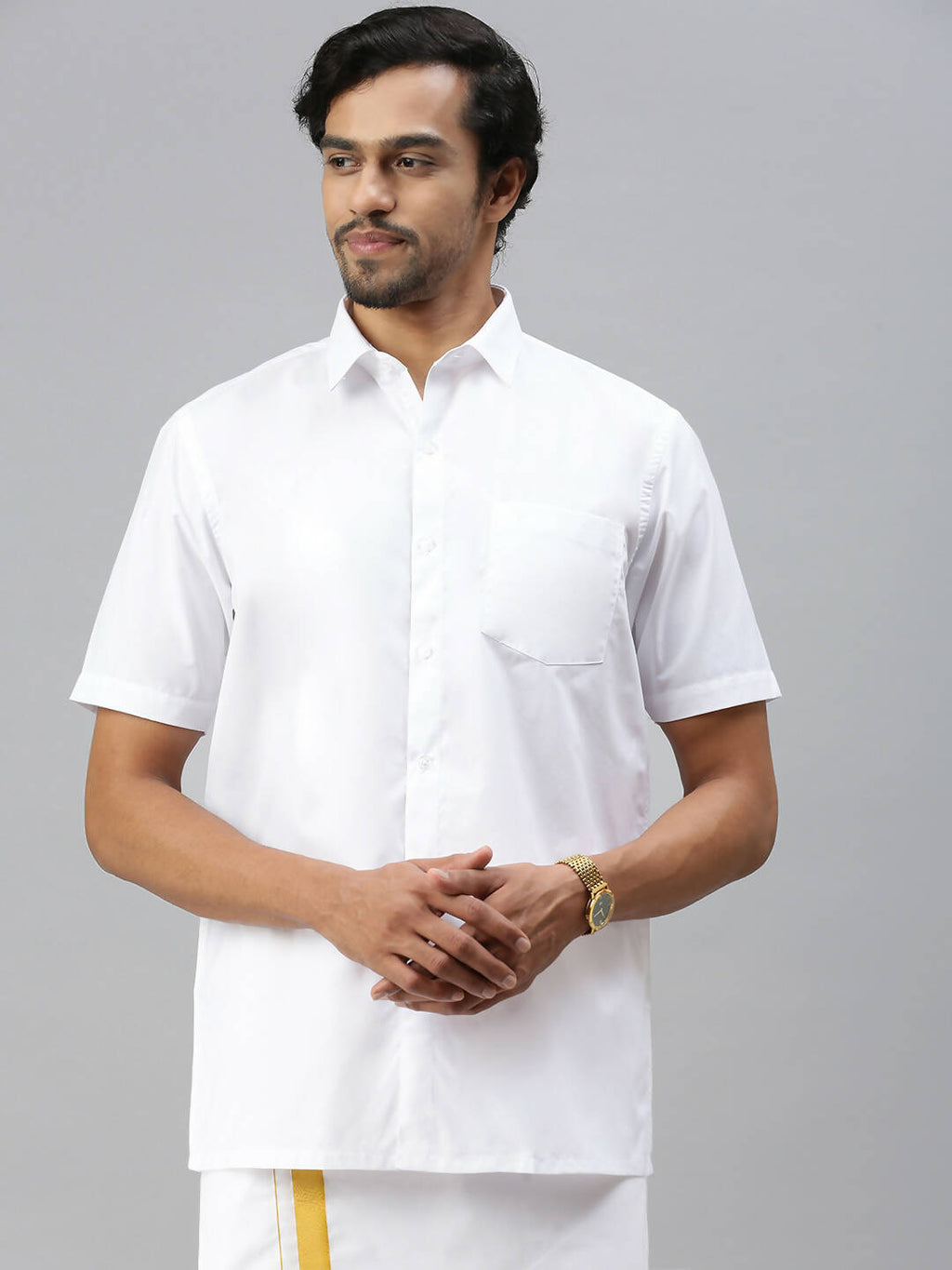 Ramraj Cotton Mens Half Sleeve White Shirt Plus Size - Soft Touch Cotton | Grocsy