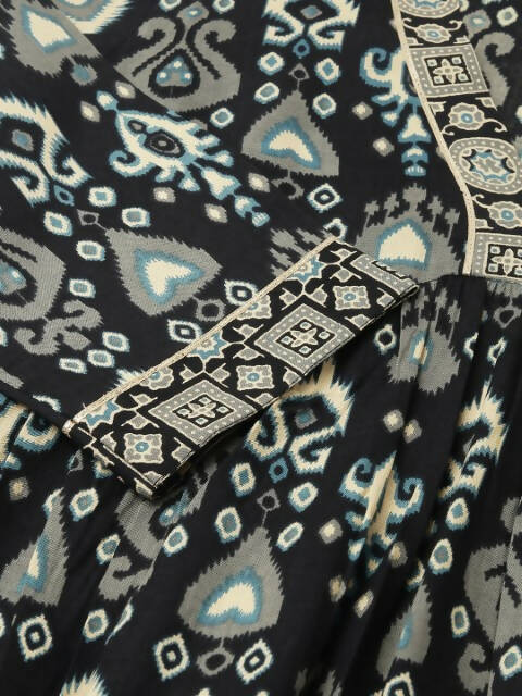 FIORRA Women's Black Cotton A-Line Kurta Palazzo Set | Grocsy