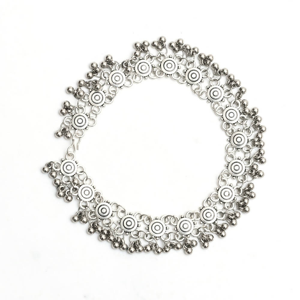 Mominos Fashion Kamal Johar Oxidised Silver Anklets For Bridal Wear | Grocsy