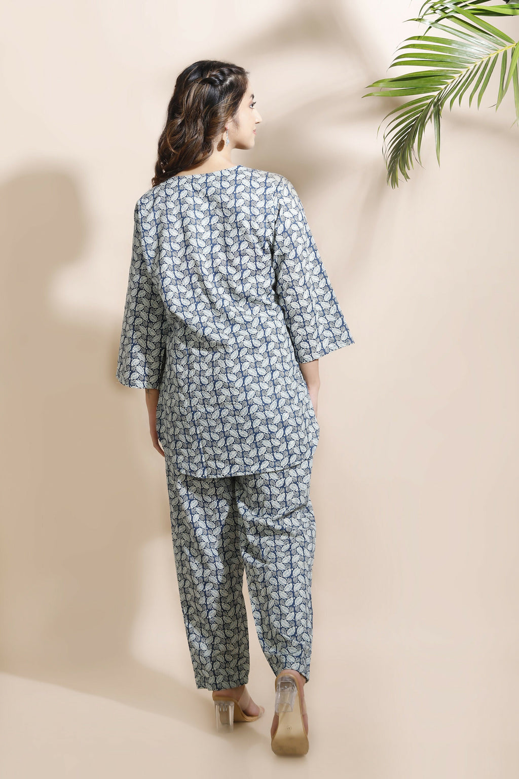 Breathables Abstract Cotton Co-Ord Set – Blue | Grocsy
