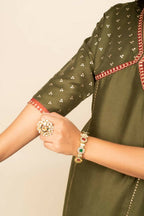 FIORRA Women's Green Silk Blend Straight Kurta Palazzo Set With Dupatta | Grocsy