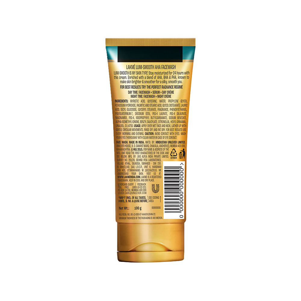Lakme Lumi-Smooth AHA+ Face Wash With 2% Salicylic Acid-Lactic Acid | Grocsy