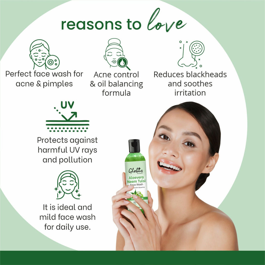 Globus Remedies Aloe vera Neem Tulsi Enriched With Glycerin & Oil Control Formula | Grocsy