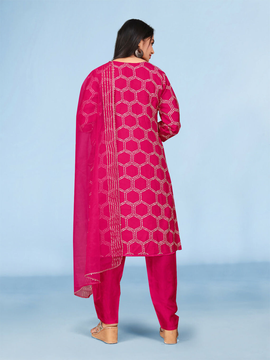 Joban Fashion Rani Cotton Premium Pure Viscose Print Dola With Handwork Kurta set | Grocsy