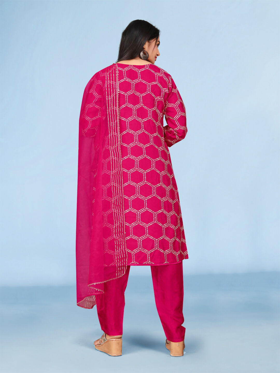 Joban Fashion Rani Cotton Premium Pure Viscose Print Dola With Handwork Kurta set | Grocsy