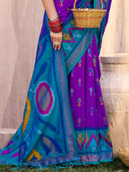 Shree Shyam Fashion Purple Pochampally Silk Saree | Grocsy
