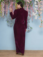 Joban Fashion Wine Hand Embellished Jacket with inner and skirt | Grocsy