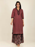 Aramya Straight Soft Cotton Geometric Print Women's Kurta - Red | Grocsy