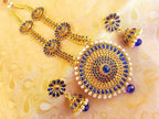 Blue Color Kemp Long Necklace Set | Grocsy
