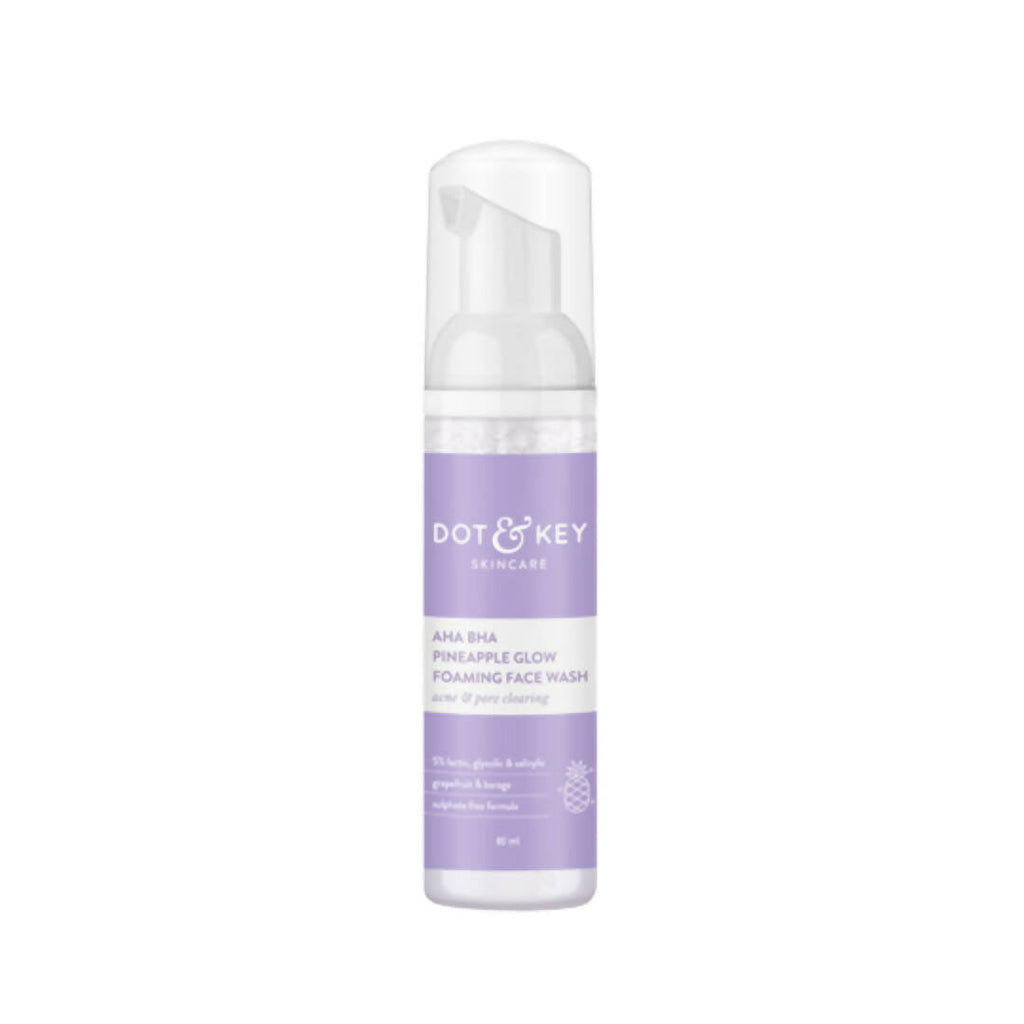 Dot & Key AHA BHA & Pineapple Glow Foaming Face Wash  For Glowing Skin, Oily, Acne Prone Skin,Sulphate Free | Grocsy