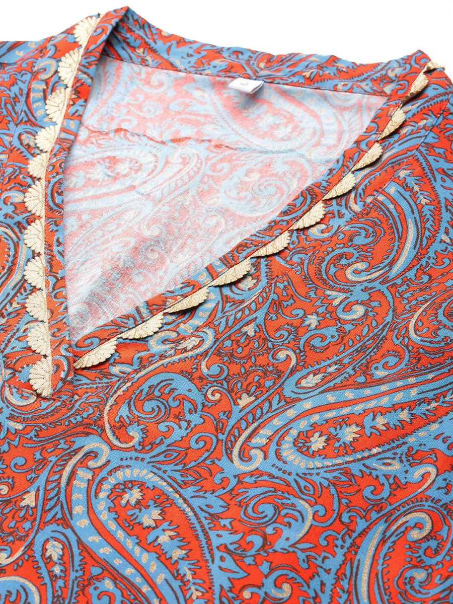 Ahalyaa Women's Traditional wear Kurta Set - Teal Blue | Grocsy