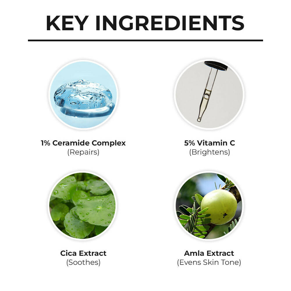 Dr. Sheth's Ceramide & Vitamin C Daily Brightening & Repair Face Cream With 5% Vitamin C, Cica & Amla, Brightens & Repairs Skin - Limited Time Offer | Grocsy