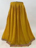 Lorenvalley Fashion Yellow Chinon Embroidery with Sequince Work Salwar Lehenga Stitched | Grocsy