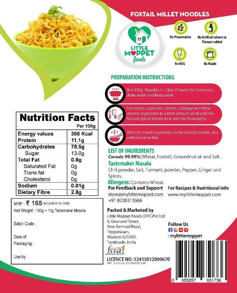 Little Moppet Foods Foxtail Millet Noodles | Grocsy