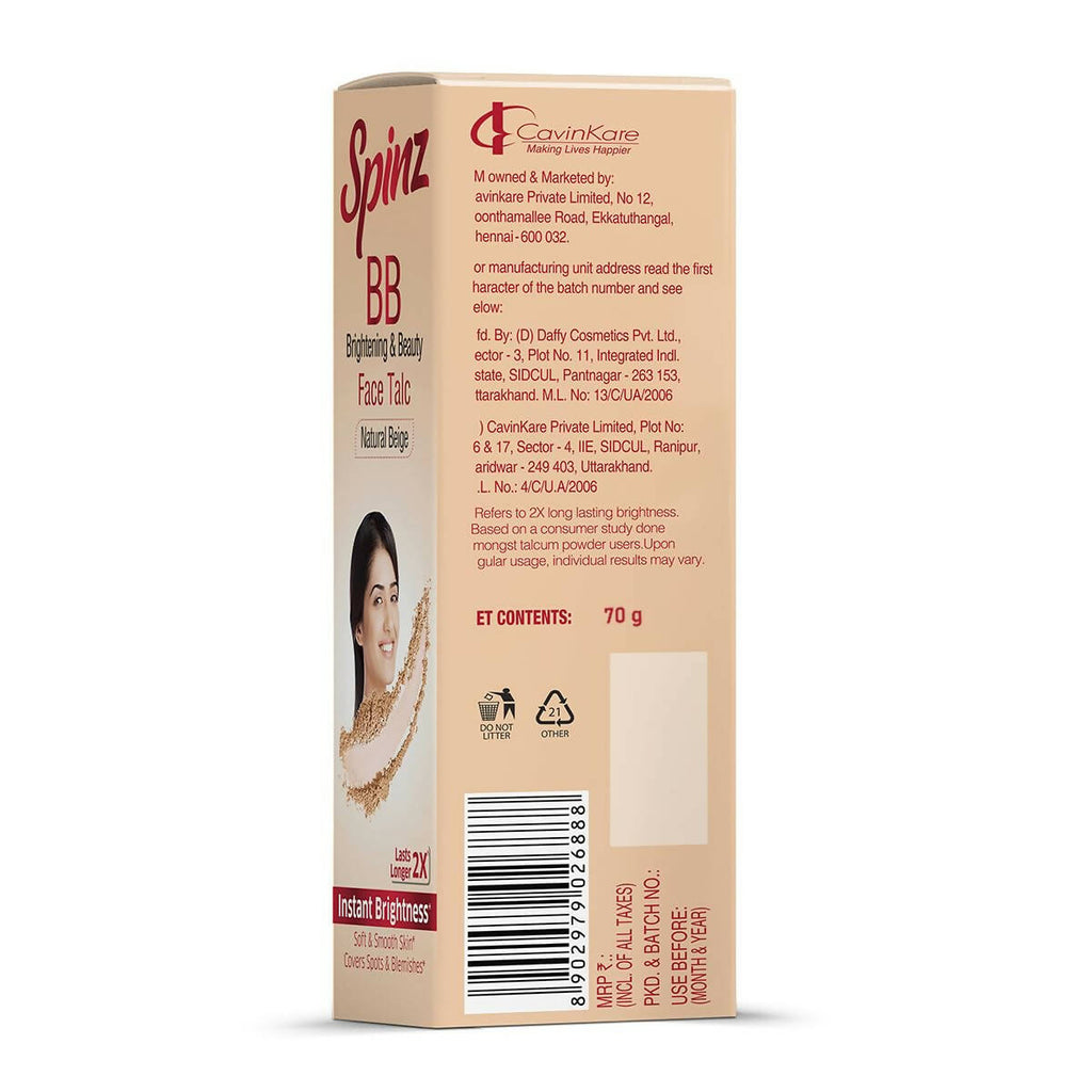Spinz BB Brightening & Beauty Face Talc - Natural Beige | Grocsy