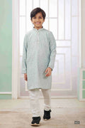 Raivat Ethnic Art Silk Embroidery Work Kids Kurta Pajama In Mint Green Colour | Grocsy