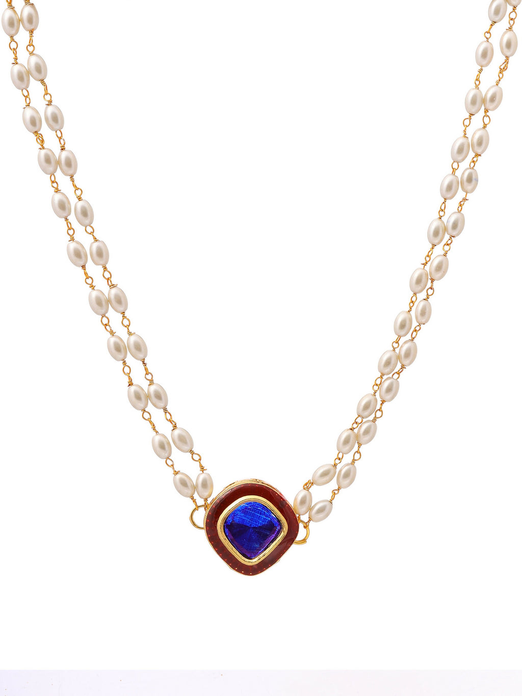 Ruby Raang Blue Meenakari & Pearl Choker | Grocsy
