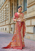 Dirt Brown Superior V.P.Silk Woven Printed Patola Silk Saree - Rewaa Milano | Grocsy