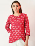Myshka Women's Pink Printed Top | Grocsy