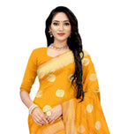 Vamika Weaving Banarasi Jacquard Mustard Saree | Grocsy