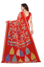 Vamika Red Linen Zari Border Beautiful Saree | Grocsy
