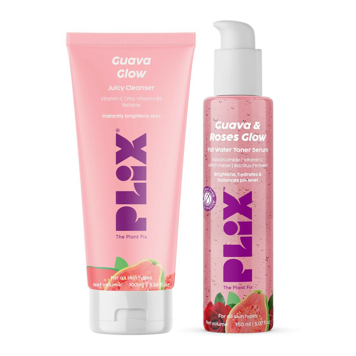 PLIX The Plant Fix Glow bright with Vitamin C Cleanser & 2-in-1 Toner Serum | Grocsy