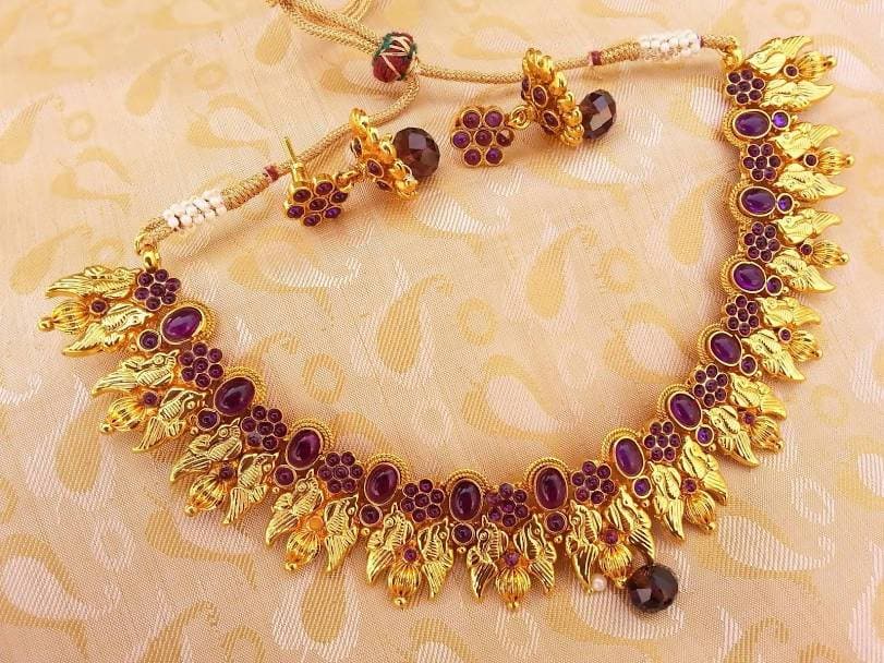 Kemp Peacock Purple Necklace Set | Grocsy