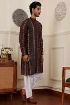 Multi Modal Silk Woven Designer Men's Rajwadi Kurta Set - Mahotsav | Grocsy