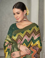 Green Rangkat Tussar Silk Woven Design Saree with Unstitched Blouse - Mohmanthan Eshani | Grocsy