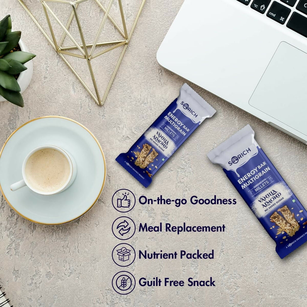 Sorich Organics Multigrain Energy Mini Bars Vanilla Almond | Grocsy