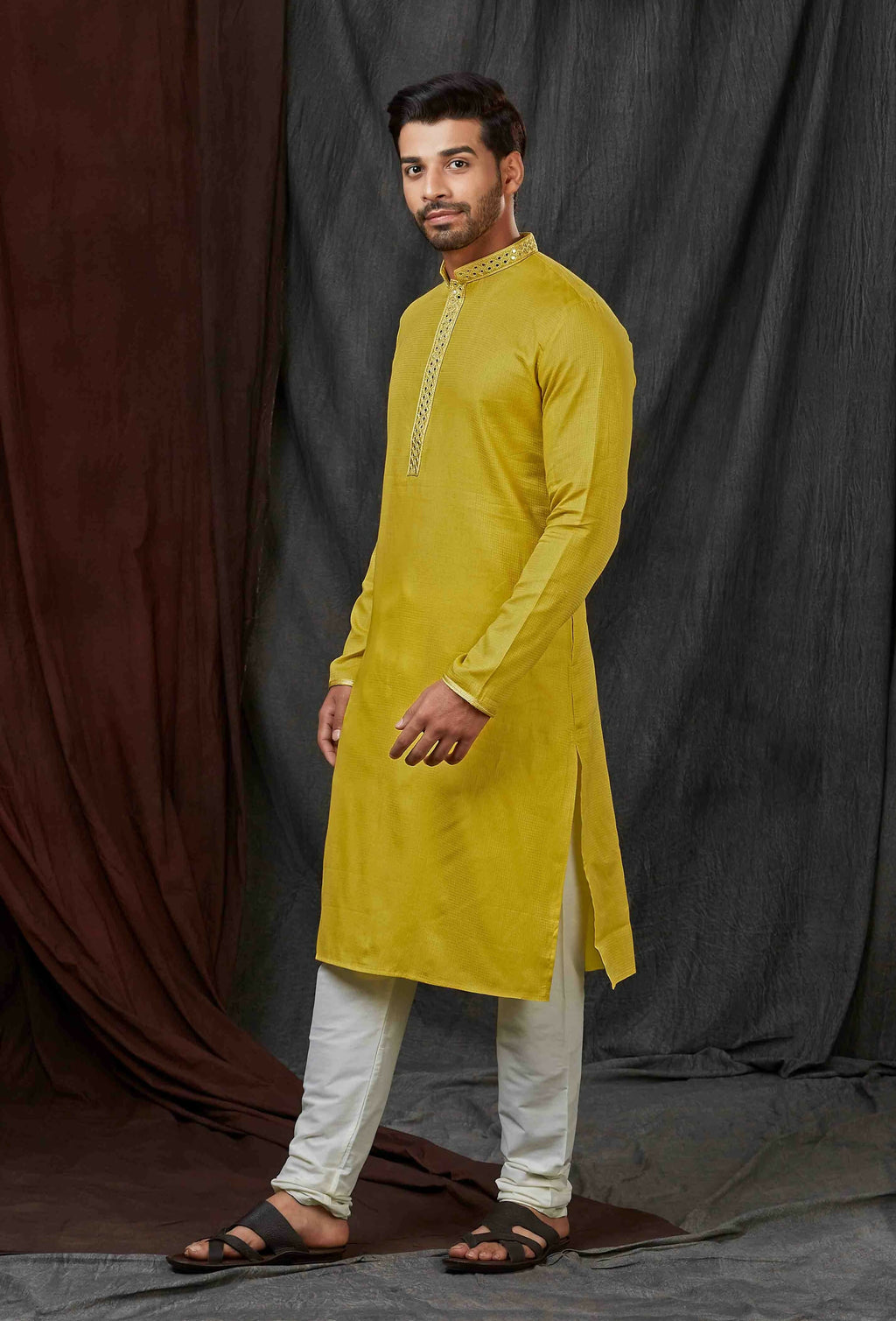 Joban Fashion Green Self Jacquard Kurta Pyjama | Grocsy