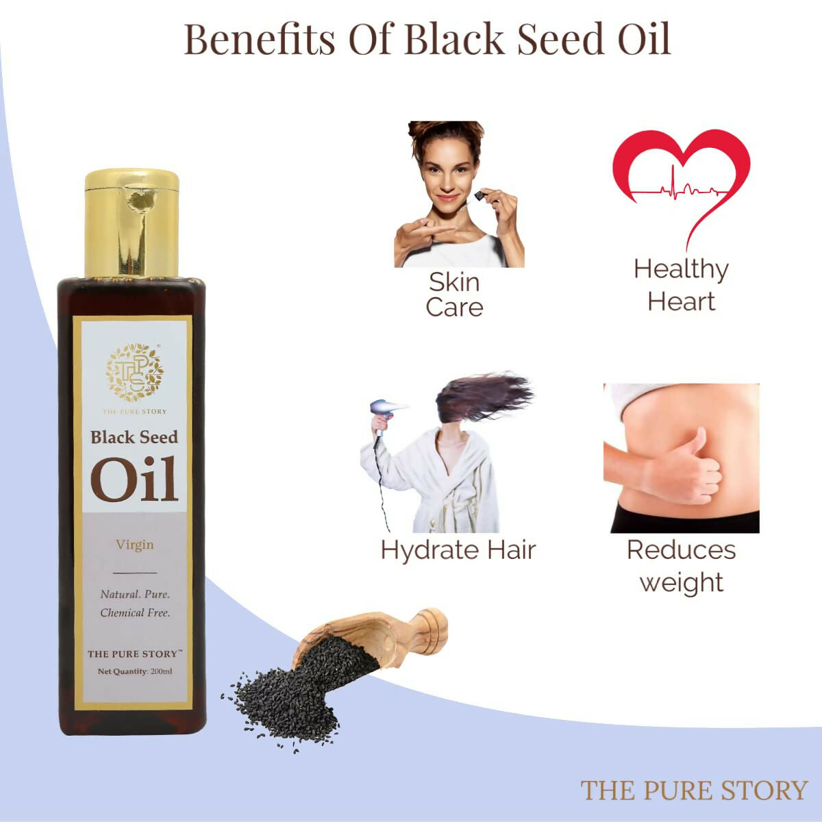 The Pure Story Black Seed Hair Oil - Pure And Natural | Grocsy