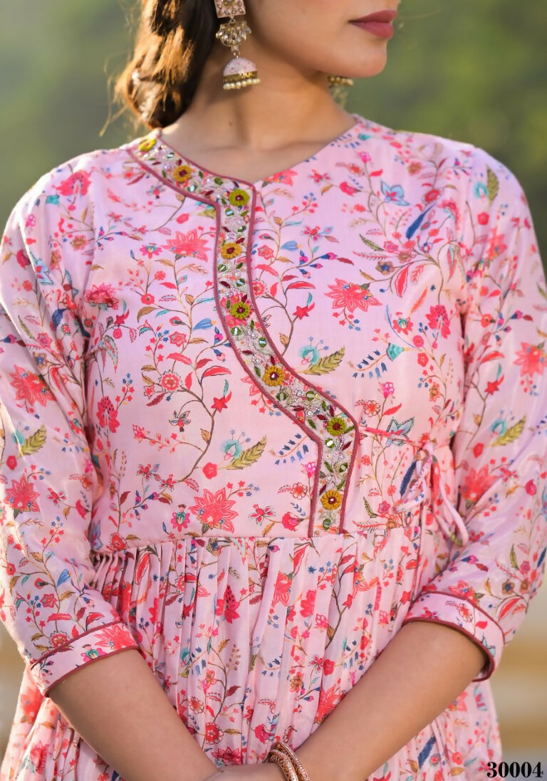 Designer Stylish Light Pink Rubi Silk Stitched Suit With Dupatta - Kiyara | Grocsy