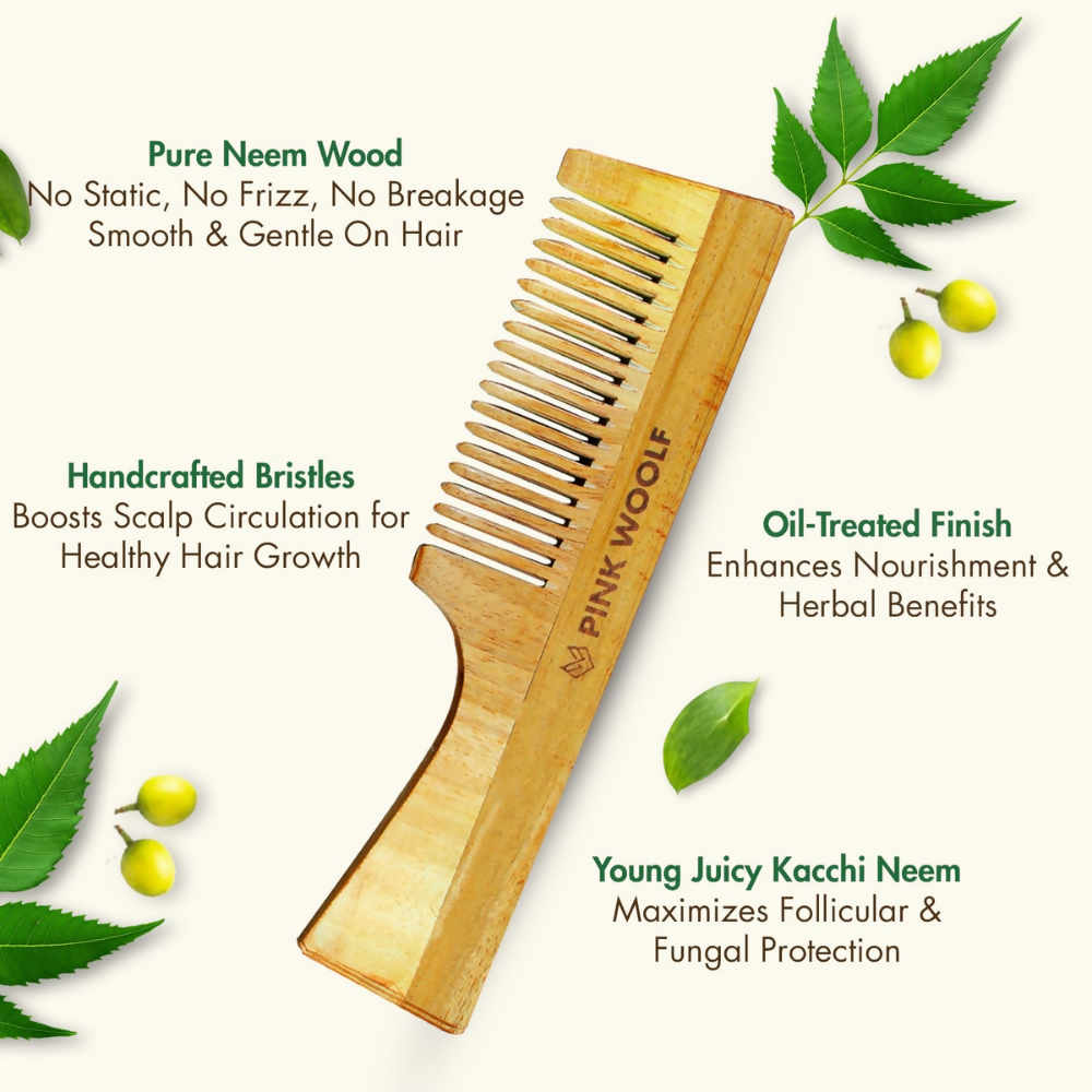 Pink Woolf Neem Wood Comb | Grocsy